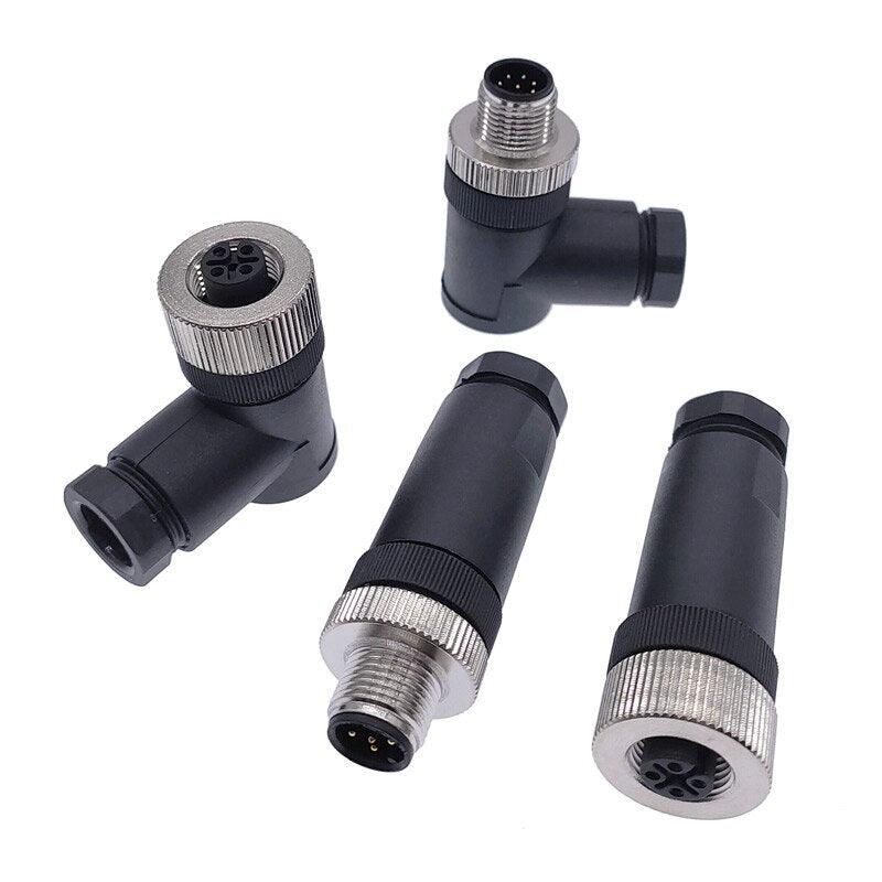 1Pc M12 Sensor connector waterproof straight angle male female screw threaded plug coupling 3 4 5 8 Pin.