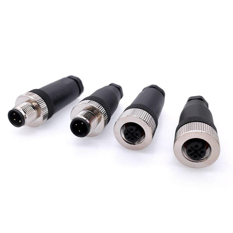 1Pc M12 Sensor connector waterproof straight angle male female screw threaded plug coupling 3 4 5 8 Pin.