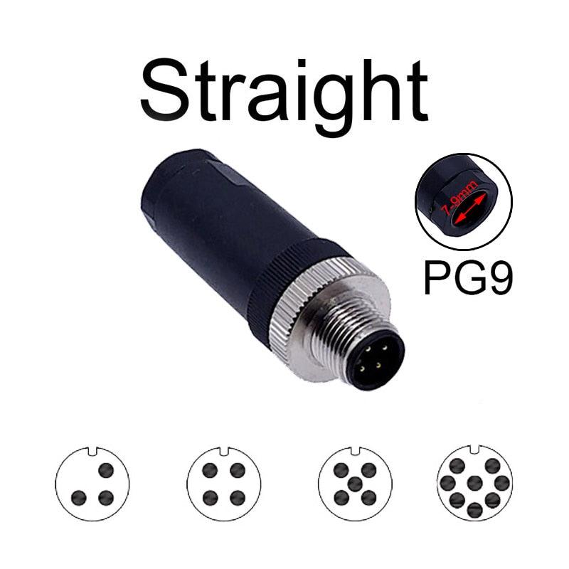 1Pc M12 Sensor connector waterproof straight angle male female screw threaded plug coupling 3 4 5 8 Pin.