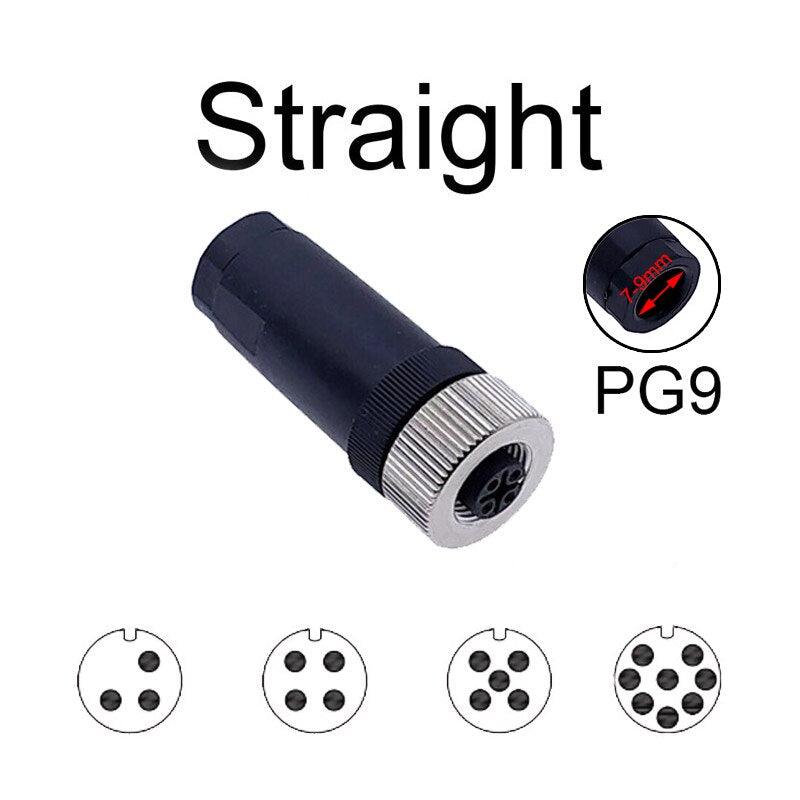 1Pc M12 Sensor connector waterproof straight angle male female screw threaded plug coupling 3 4 5 8 Pin.