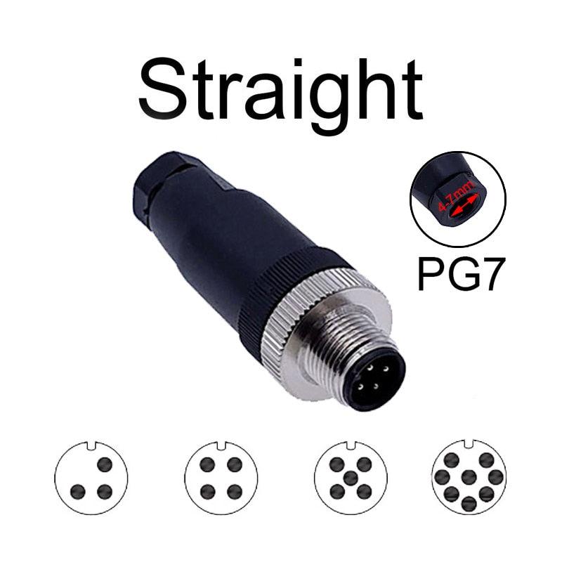 1Pc M12 Sensor connector waterproof straight angle male female screw threaded plug coupling 3 4 5 8 Pin.