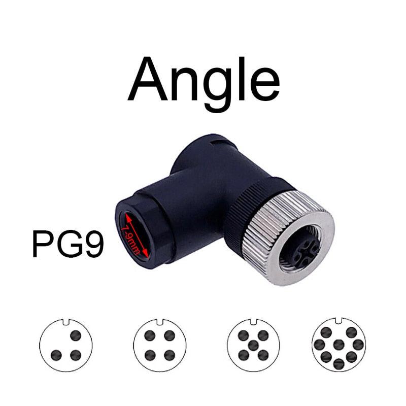 1Pc M12 Sensor connector waterproof straight angle male female screw threaded plug coupling 3 4 5 8 Pin.