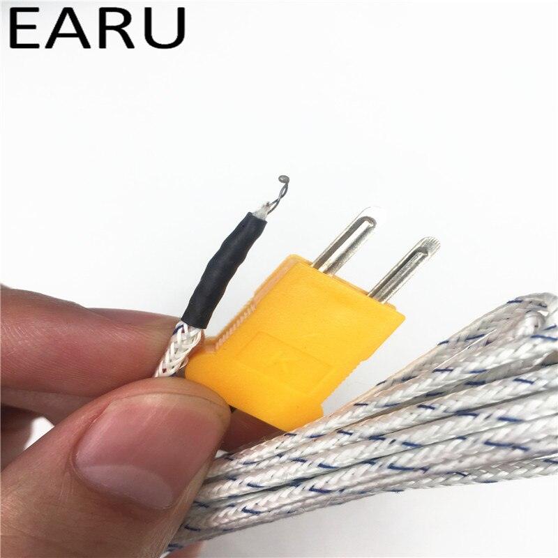 1Pc Thermocouple K Type with Mini Connector and 2m Lead Wire Cable Bargain Temperature Sensor -50-200 C Fiberglass Braiding.