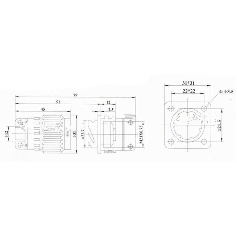 1set 21mm Y2M YP21 2/3/4/5/7/10/14/16 Pin aviation plug aviation socket cable joint Stepper Motor Aviation Connector Plug socket.