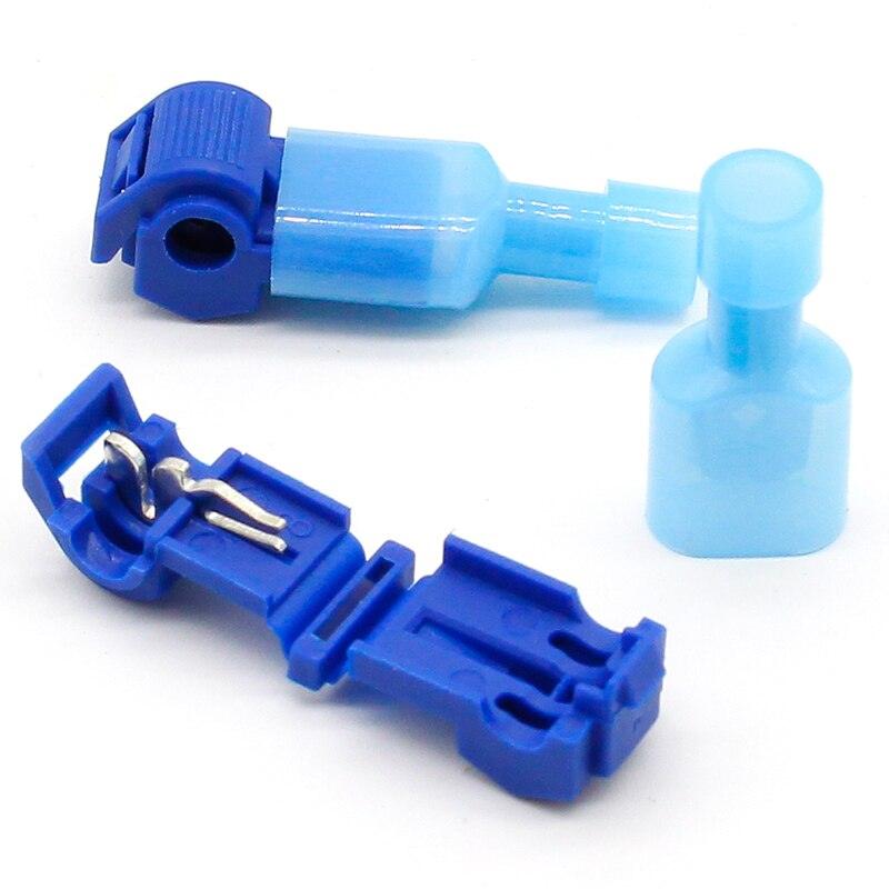 20pcs=10set L1 Blue T Type Quick Splice Crimp Terminal Wire Convenient Connector For 1.2-2.5mm Line Free Shipping.