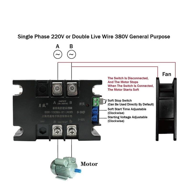 220V Single Phase Motor Soft Starter Module Controller 1KW2KW4KW6KW8KW Online Soft Starting Fan Pump Pressure Reducer Conveyor.