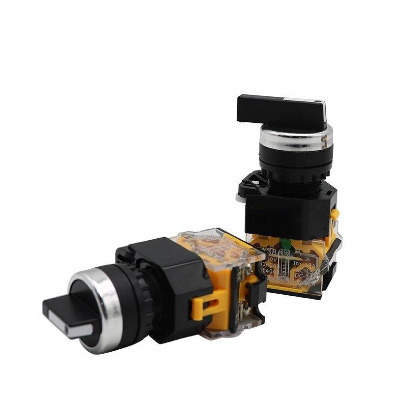 22MM Selector Knob Rotary Switch Latching Momentary 2NO 1NO1NC 2 3 Position DPST 10A 400V Power Switch ON/OFF Red Green Black.