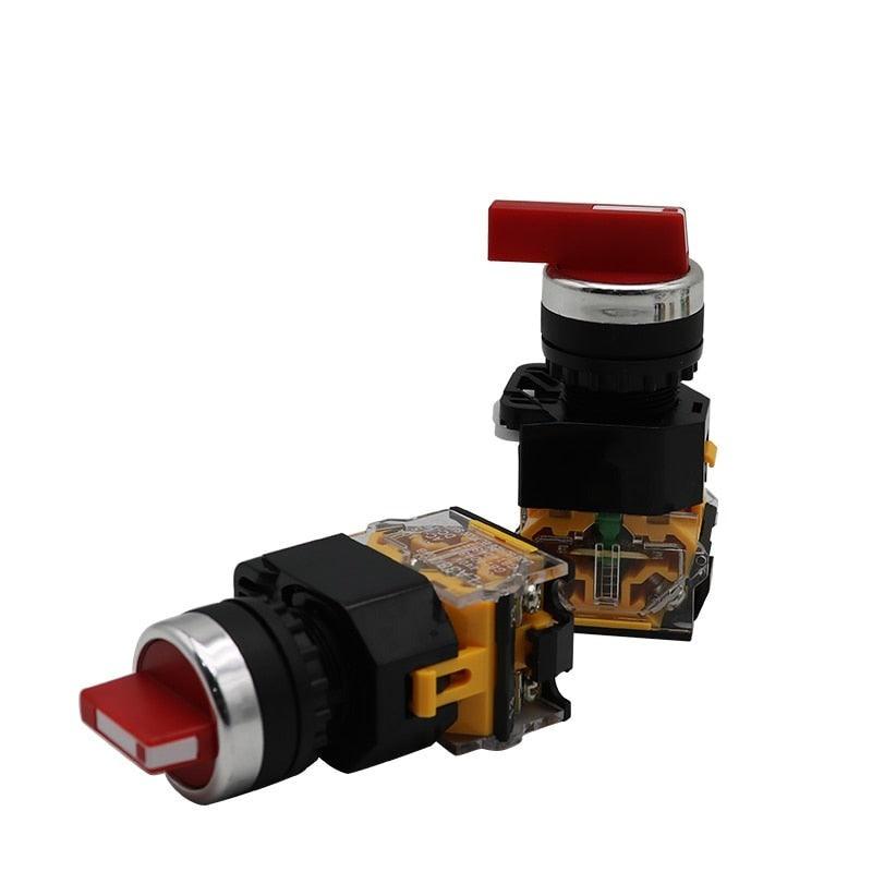 22MM Selector Knob Rotary Switch Latching Momentary 2NO 1NO1NC 2 3 Position DPST 10A 400V Power Switch ON/OFF Red Green Black.