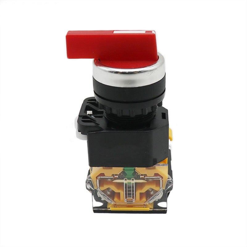 22MM Selector Knob Rotary Switch Latching Momentary 2NO 1NO1NC 2 3 Position DPST 10A 400V Power Switch ON/OFF Red Green Black.la38 series button switch
