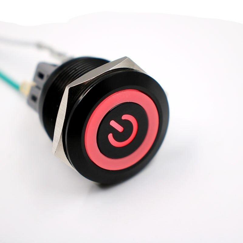 25mm Black Latching Fixation type Metal LED Push Button.