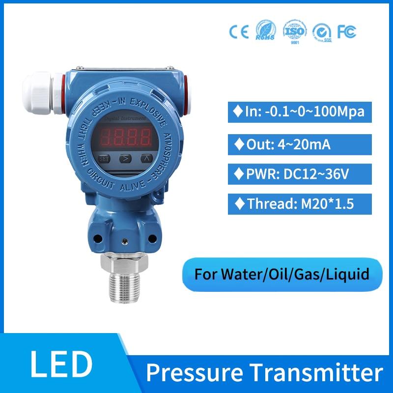 4-20ma LED Pressure Sensor Silicon Vacuum Absolute Water Pipe Pressure Transducer 16bar Fuel Pressure Transmitter.
