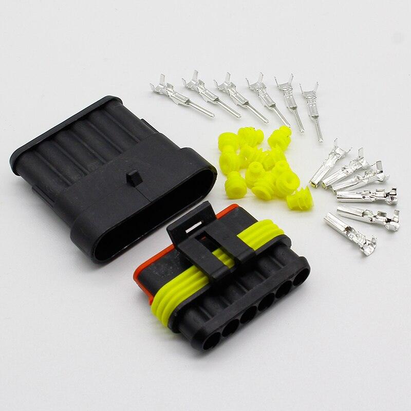 5 Kits Flame retardancy 1P 2P 3P 4P 5P 6P way Sealed waterproof automotive Wire Connector Plug Car Motorcycle HID auto connector.