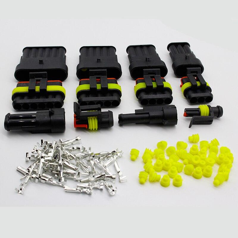5 Kits Flame retardancy 1P 2P 3P 4P 5P 6P way Sealed waterproof automotive Wire Connector Plug Car Motorcycle HID auto connector.