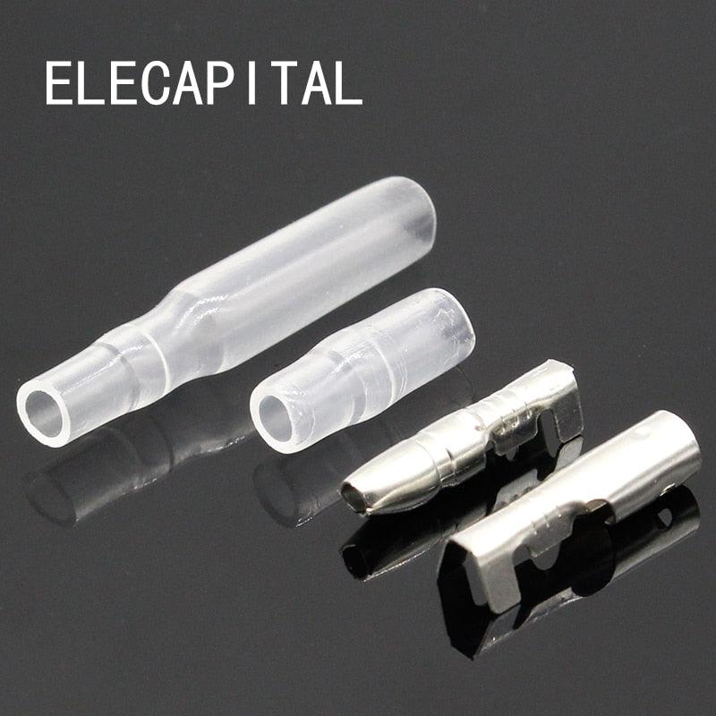 50 Sets 4mm Bullet Crimp Terminal Wire Connectors Male Female Socket w/ Sheath.