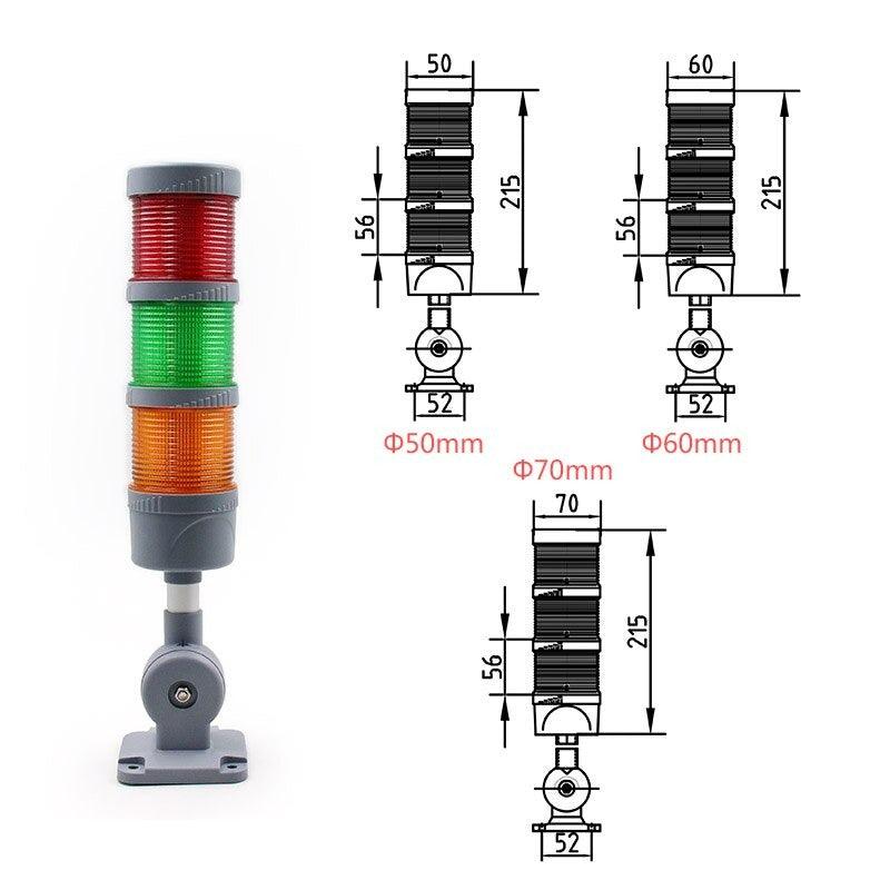 50mm Industrial Multi-layer LED Signal Tower Stack Warn Alarm Caution Lamp Light Indicator Machinery Buzzer Flashing Bendable.