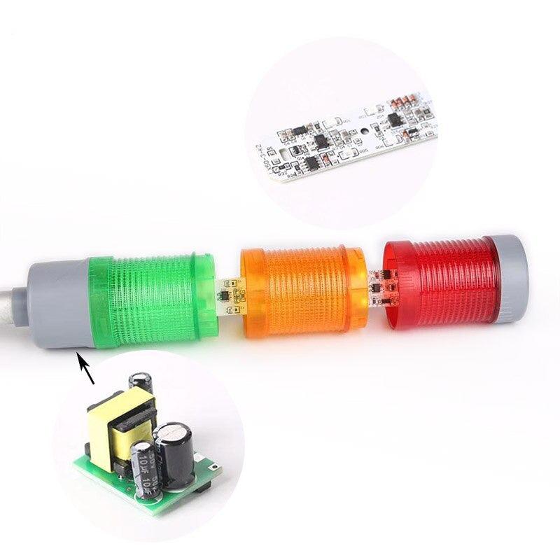 50mm Industrial Multi-layer LED Signal Tower Stack Warn Alarm Caution Lamp Light Indicator Machinery Buzzer Flashing Bendable.