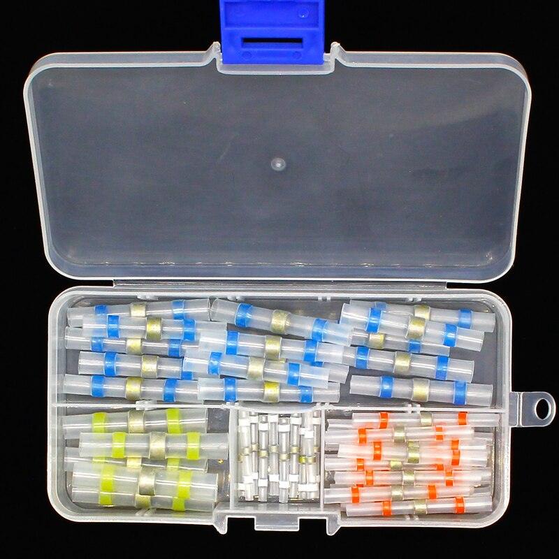 50pcs New Heat Shrink Solder Sleeves Wire Crimp Butt Terminals Connectors with Box 1.5-6.0mm.