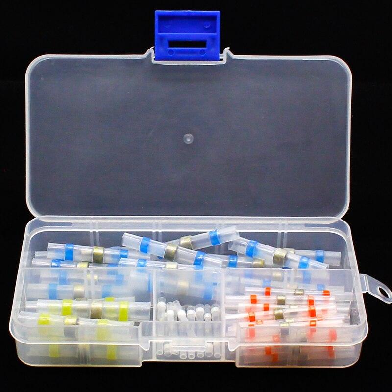 50pcs New Heat Shrink Solder Sleeves Wire Crimp Butt Terminals Connectors with Box 1.5-6.0mm.