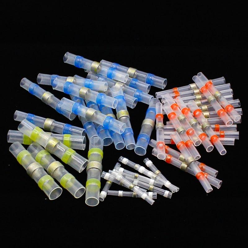 50pcs New Heat Shrink Solder Sleeves Wire Crimp Butt Terminals Connectors with Box 1.5-6.0mm.