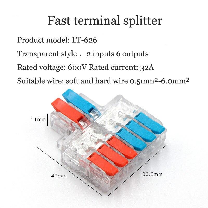5/10/20PCS Mini Quick Wiring Terminal Separator Universal Wire and Cable Connector Conductor Wire Connector LT-624,LT-626.