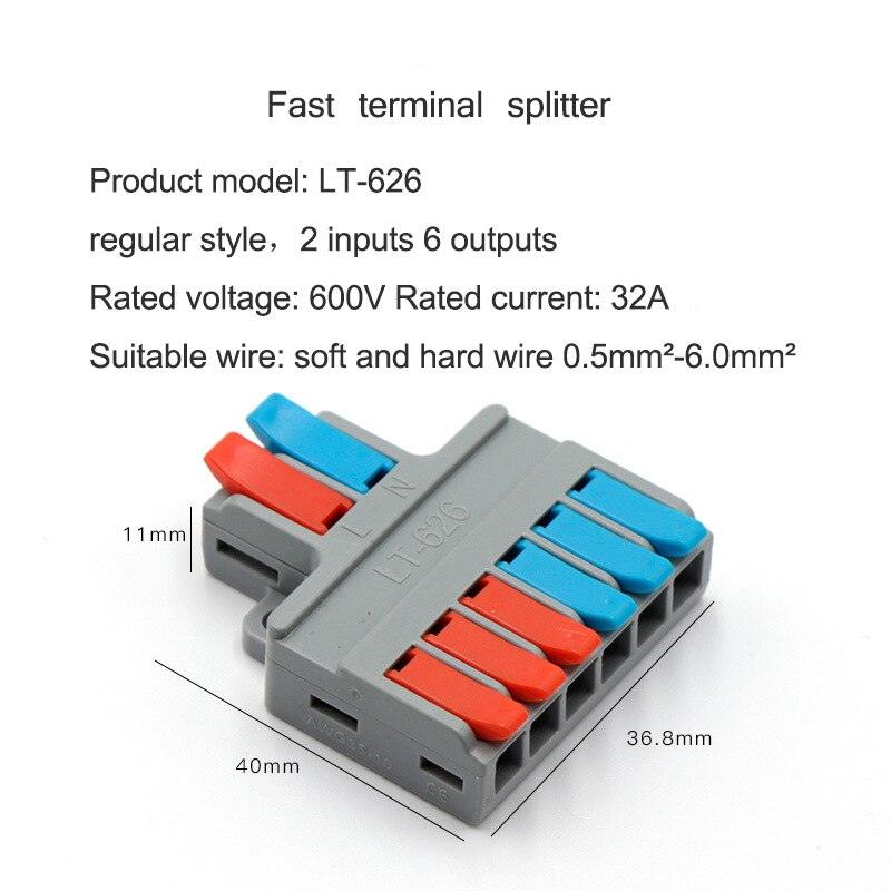 5/10/20PCS Mini Quick Wiring Terminal Separator Universal Wire and Cable Connector Conductor Wire Connector LT-624,LT-626.