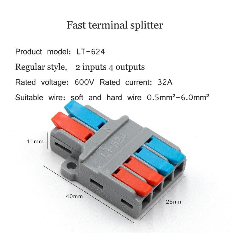 5/10/20PCS Mini Quick Wiring Terminal Separator Universal Wire and Cable Connector Conductor Wire Connector LT-624,LT-626.