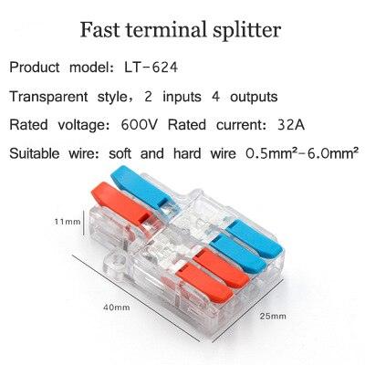 5/10/20PCS Mini Quick Wiring Terminal Separator Universal Wire and Cable Connector Conductor Wire Connector LT-624,LT-626.
