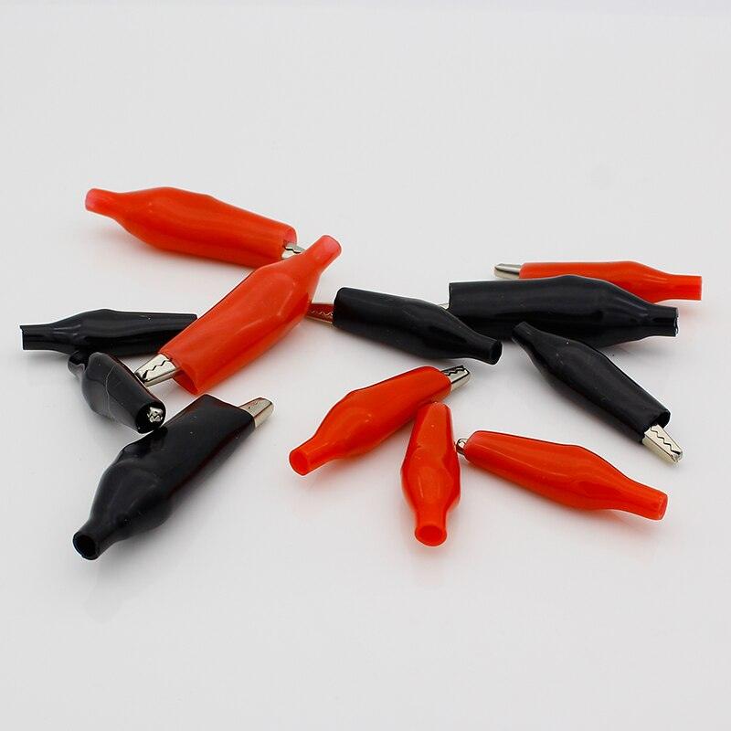 60 PCS Metal Alligator Clip crocodile electrical Clamp FOR Testing Probe Meter 28MM 35MM 45MMBlack and red Plastic Boot.