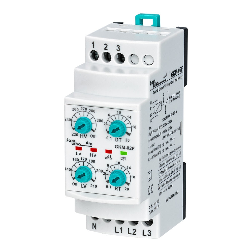 Samwha-Dsp GKM-02F 3*380VAC Phase Sequence, Under&Over Voltage Relay.