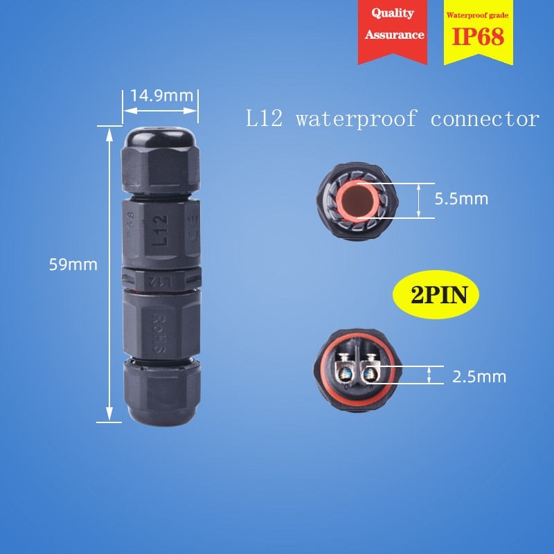 IP68 Waterproof Connector I-Type L16 2/3 Pin Electrical Terminal Adaptor Wire Connector.