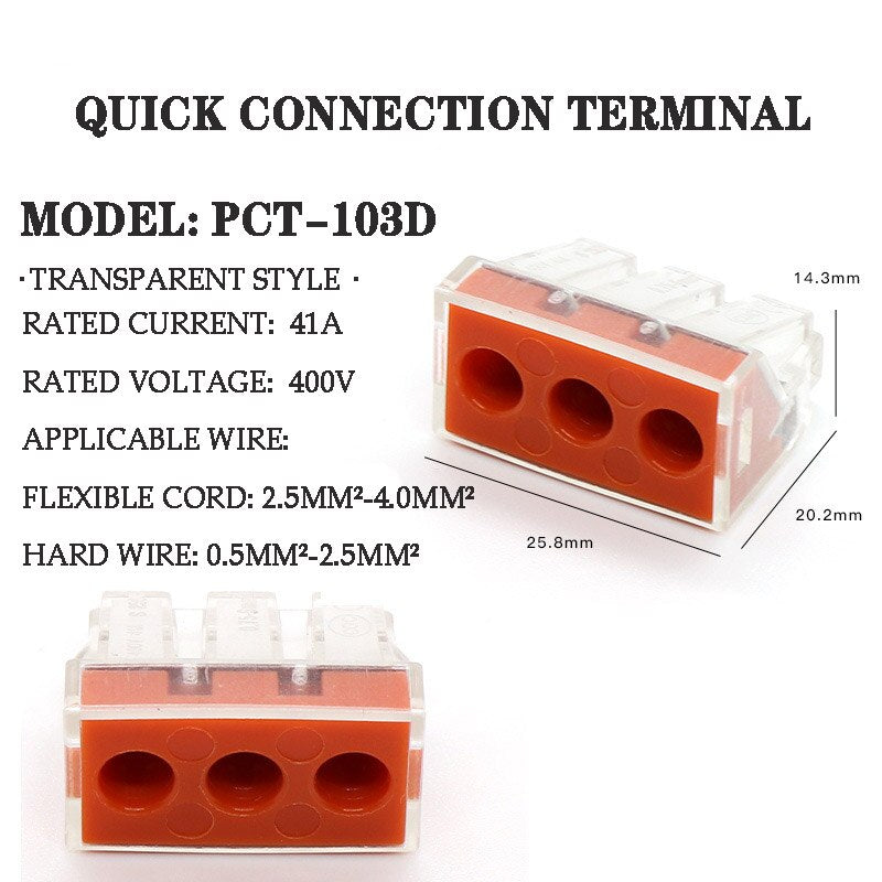 30/50 PCS Universal Compact Wire Wiring Connector Terminal Block With Lever  Fast Push-in Conductor Wiring Connector Terminal.