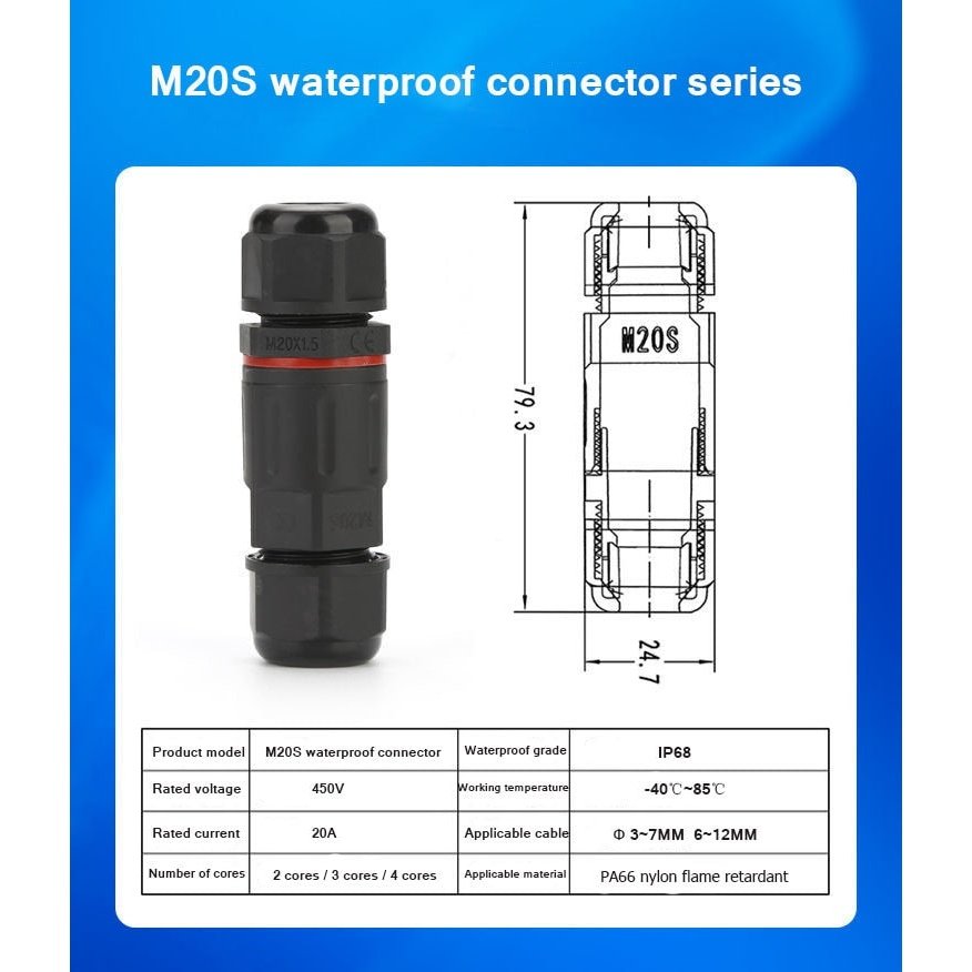 IP68 cable waterproof connector quick connector installation 2/3/4/5 pin optional.