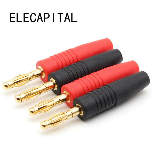 4pcs New 4mm Plugs Gold Plated Musical Speaker Cable Wire Pin Banana Plug Connectors.