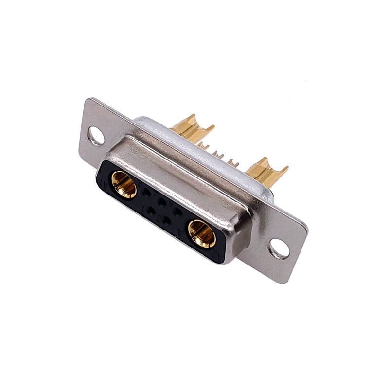 1PCS 7W2 Gold plated high current Connector D-SUB adapter 5+2 plug jack Machined Pin Full Gold Flash Wire 30A.