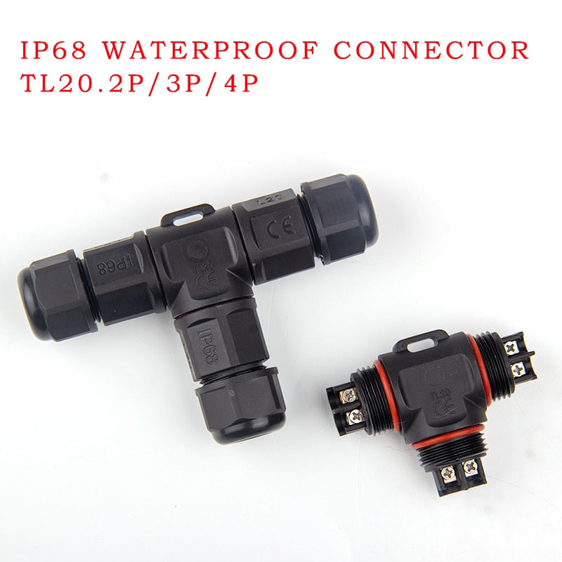 IP68 Waterproof Connector T-Type TL20 2/3 Pin Electrical Terminal Adapter Wire Connector.