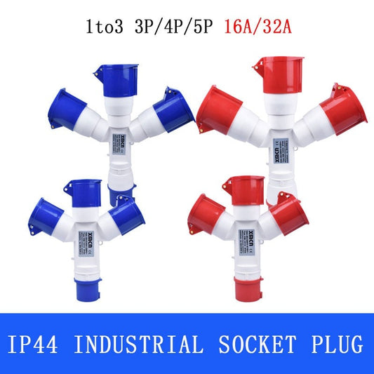 Plugs for Sockets Waterproof Dustproof Industrial Plug 1 Input to 3 IP44.