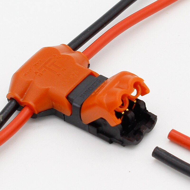5pcs 2 Pin 2 Way dc/ac 300v 10a Universal Compact Wire Wiring Connector T SHAPE Conductor Terminal Block With Lever AWG 18-24.