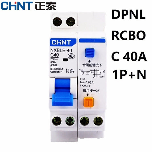 CHINT NXBLE-40 1+N DPNL RCBO 6A 10A 16A 20A 25A 32A 40A 230V 50/ Earth Leakage Circuit Breakers Leakage Protection DZ267LE.