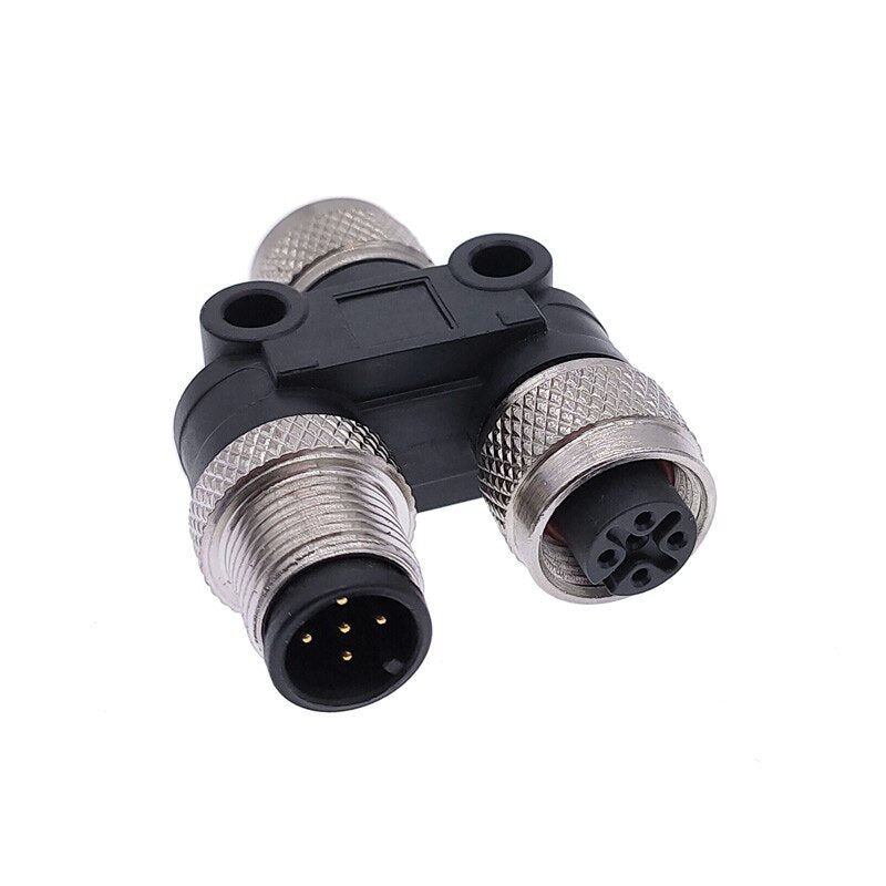 M12 connector conversion plug Y shaped three-way pipe waterproof sensor connectors male female 4pin 5pin.