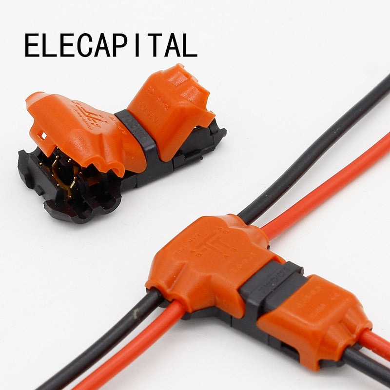 5pcs 2 Pin 2 Way dc/ac 300v 10a Universal Compact Wire Wiring Connector T SHAPE Conductor Terminal Block With Lever AWG 18-24.