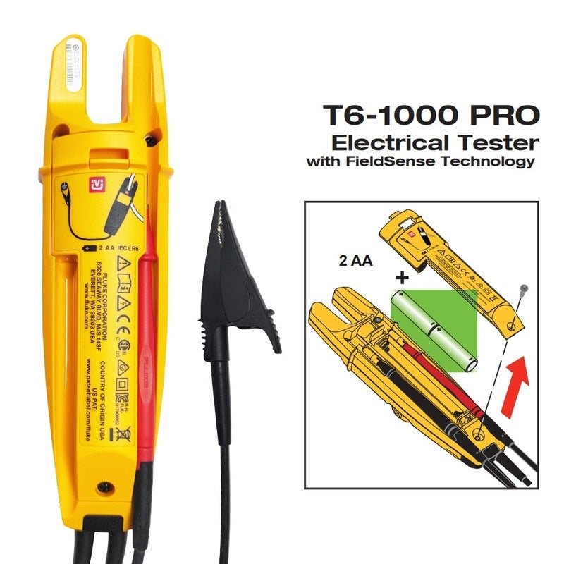 FLUKE T6-1000 PRO Clamp Ammeters 1000V AC/DC Non-Contact Voltage Clamp Meter  Continuous Current Electrical Tester True RMS.