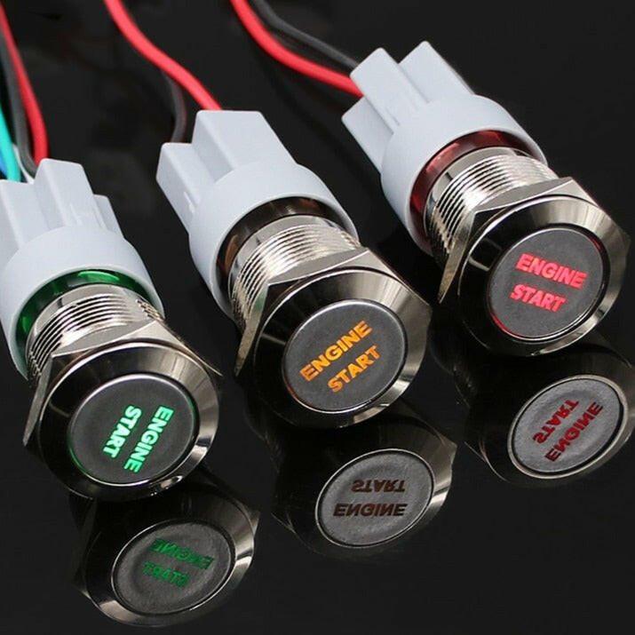 1pc 16mm Metal LED Light Momentary Power Push Button Switch.