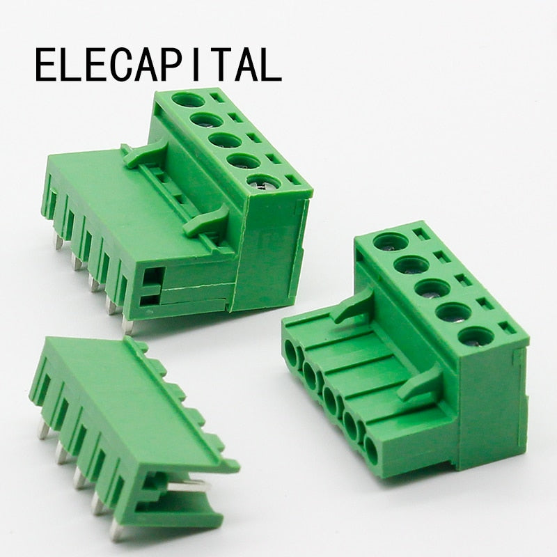 Free shipping 10 sets ht5.08 5pin Right angle Terminal plug type 300V 10A 5.08mm pitch connector pcb screw terminal block.