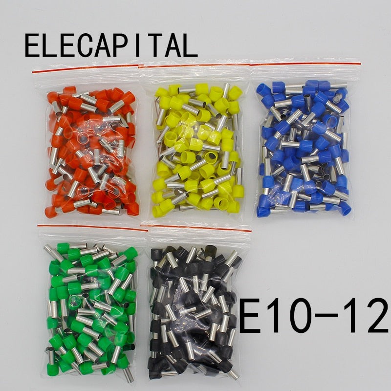 E10-12 Tube insulating Insulated terminals 10MM2 Cable Wire Connector 100PCS/Pack Insulating Crimp Terminal Connector E-.