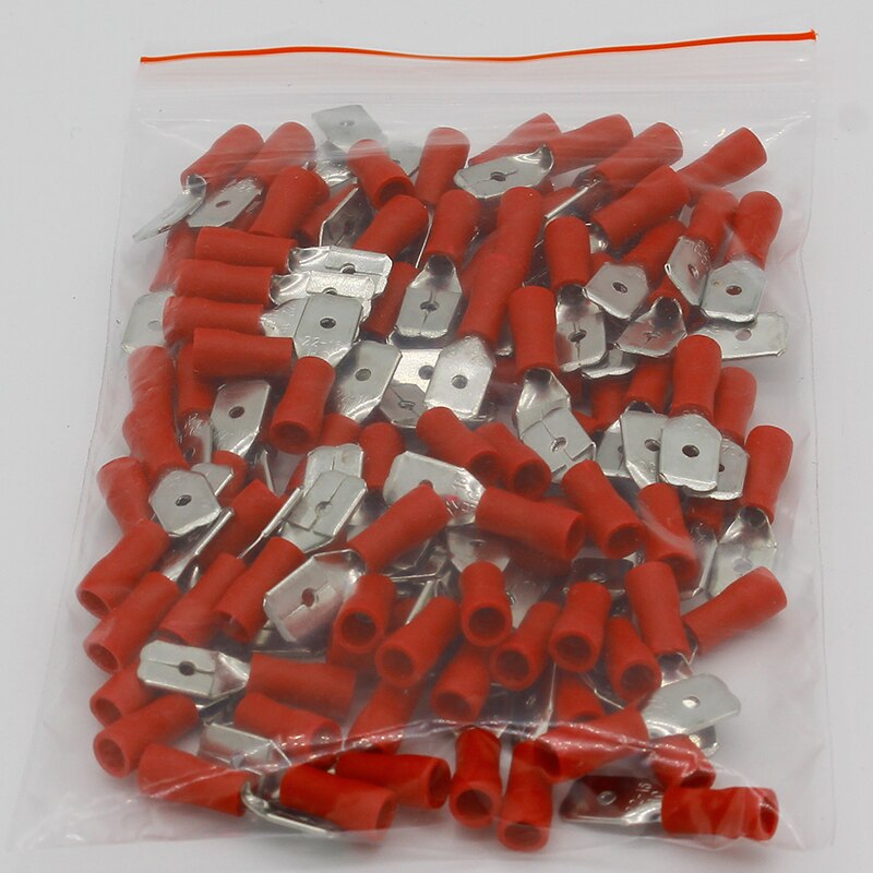 MDD1.25-250 male Insulated Spade Quick Connector Terminals Crimp Terminal AWG MDD1-250 100PCS/Pack MDD.