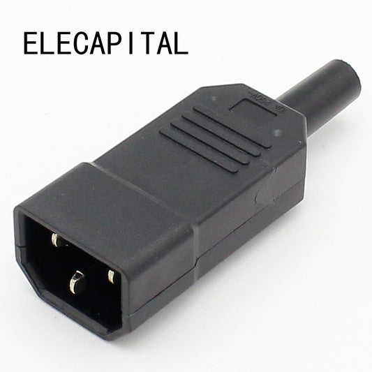 10pcs New Wholesale Price 10A 250V Black IEC C13 Male Plug Rewirable Power Connector 3 pin ac Socket.