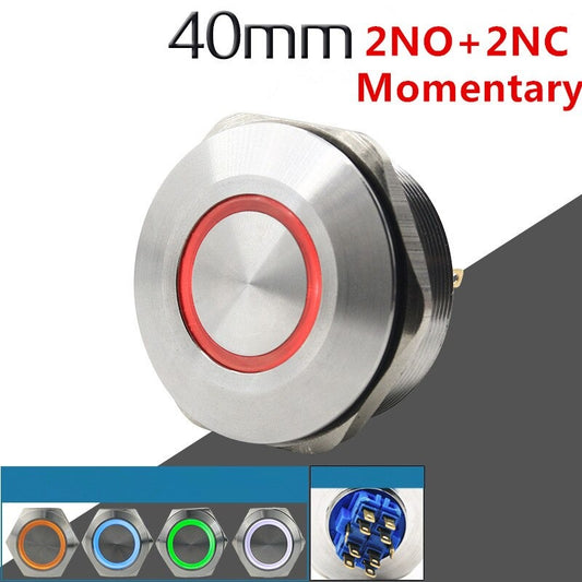 40MM 2NO 2NC  Metal Momentary Waterproof LED Push Button.