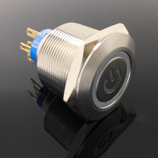 6Pin 1NO 1NC 25mm Metal Stainless Steel Momentary LED Push Button.