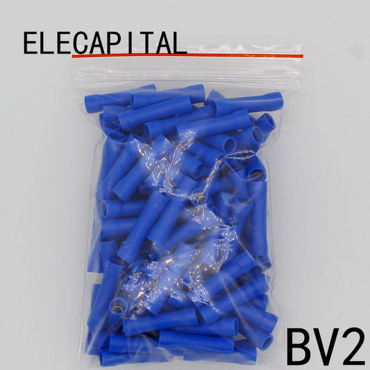 BV2 BV2.5 Full Insulating Wire Connector cable Wire Splice Terminals Joiner Crimp Electrical Fully Insulation BV2 BV 100 PCS BV.