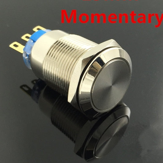 19mm Momentary Doorbell Bell Horn Push Button Switch Stainless Steel.